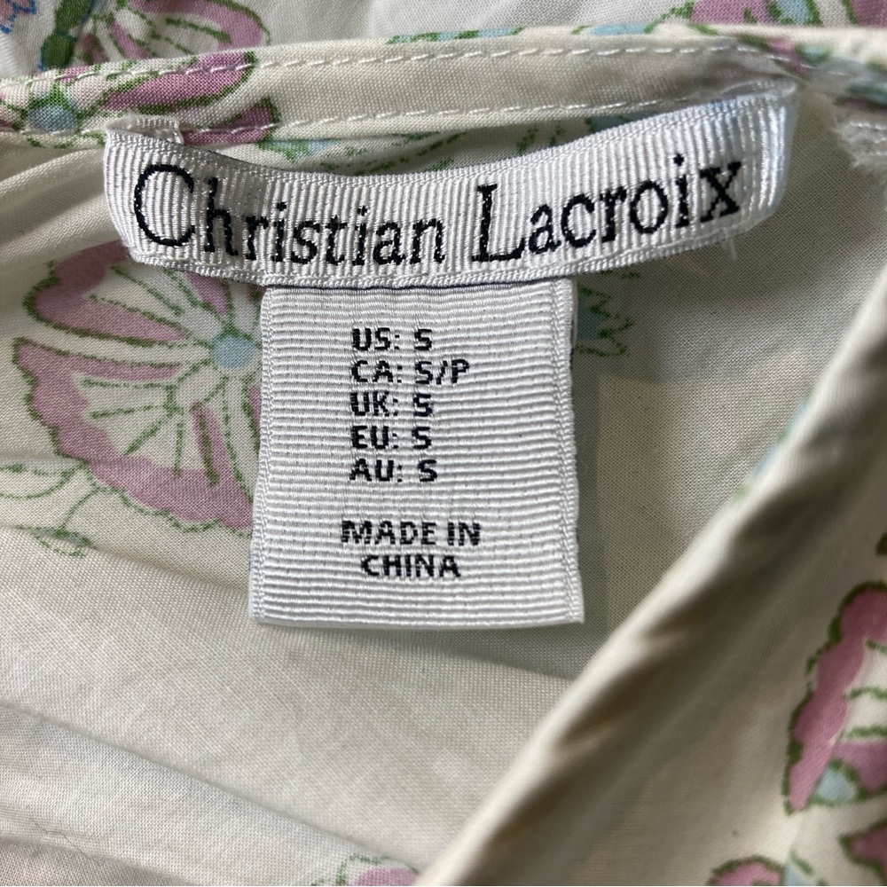 Christian Lacroix  Dress Ivory Multi Color Floral Printed A Line Size S Cotton - Picture 8 of 16